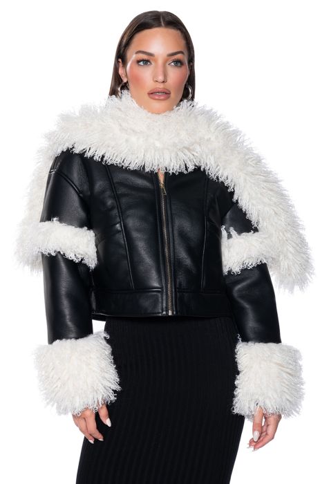 ASPEN GLOW UP FAUX FUR PU COAT