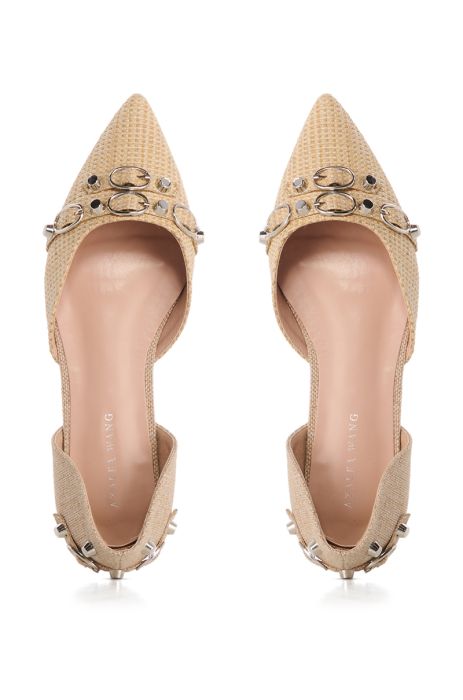 AZALEA WANG AELLA TAN WOVEN BALLET FLAT IN TAN