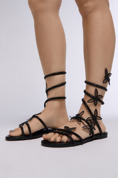 AZALEA WANG ALBUS FLAT BUTTERFLY SANDAL IN BLACK