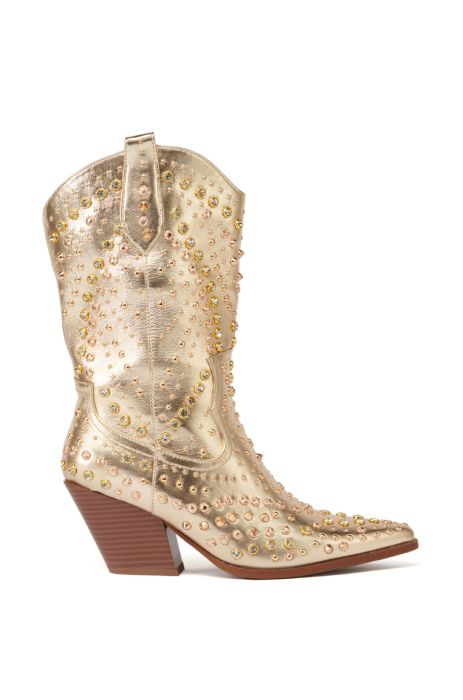 AZALEA WANG APPEASE GOLD EMBELLISHED COWBOY BOOT