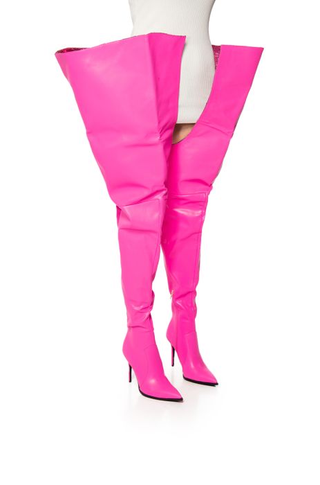 AZALEA WANG BAIZE THIGH HIGH BOOT IN PINK