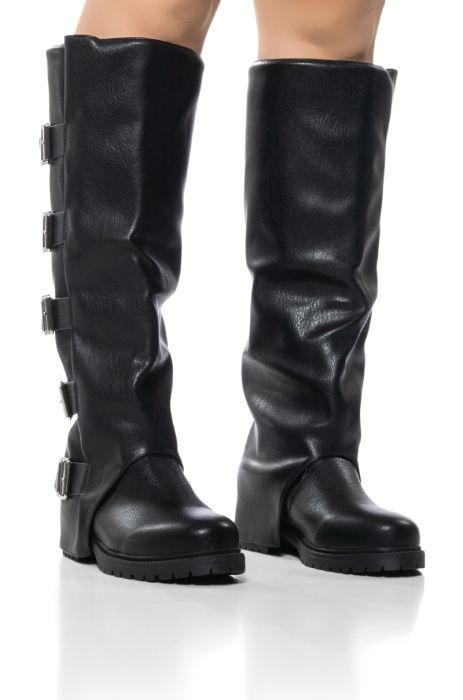 AZALEA WANG BAKEWELL BUCKLE BLACK BOOT