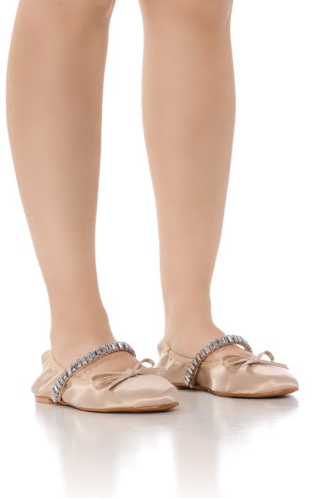 AZALEA WANG BALLET DIAMANTE NUDE FLAT