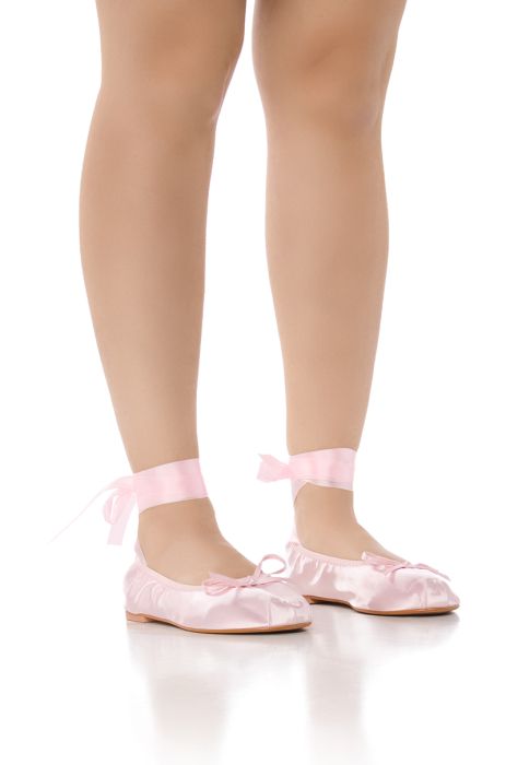 AZALEA WANG BALLET TIE PINK FLAT