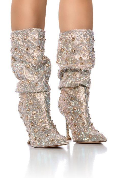 AZALEA WANG BEVERLY HILLS GOLD EMBELLISHED BOOT