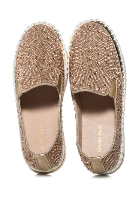 AZALEA WANG BRITTANY ROSE GOLD EMBELLISHED SNEAKER