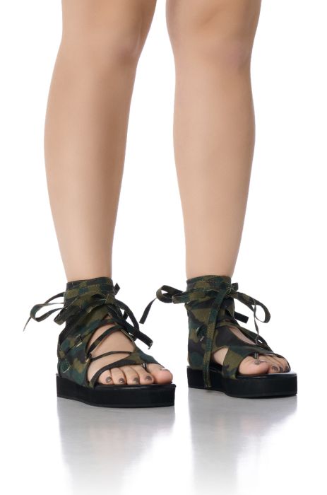 AZALEA WANG CALINA CAMO GLADIATOR SANDAL