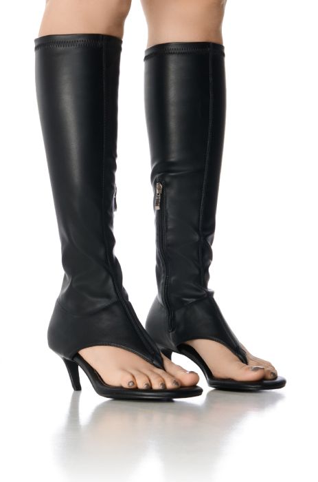 AZALEA WANG CECILE OPEN TOE SANDAL BOOT IN BLACK