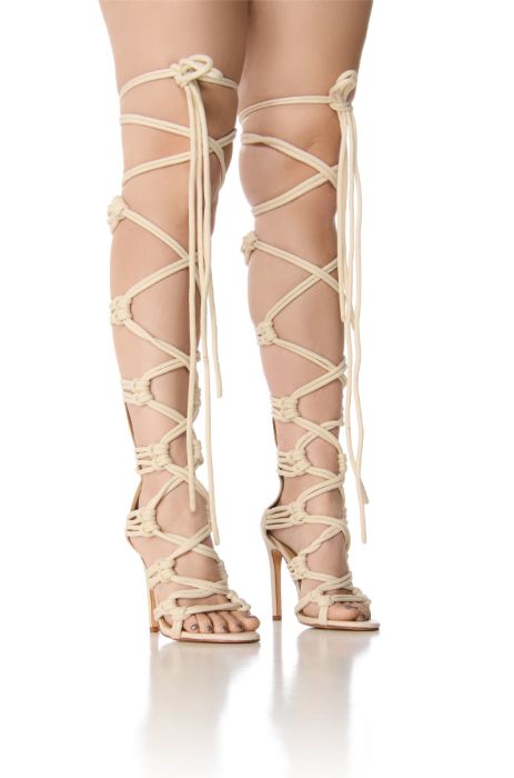 AZALEA WANG DARRAH NUDE ROPE STRAPPY SANDAL