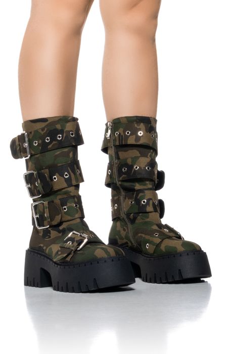 AZALWA WANG DAWKINS CAMO BUCKLE DETAIL BOOTIE