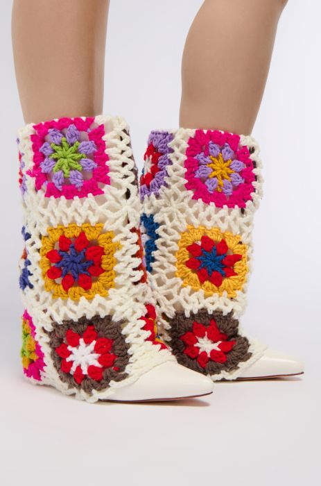 AZALEA WANG DELWYN CROCHET BOOTIE IN MULTI