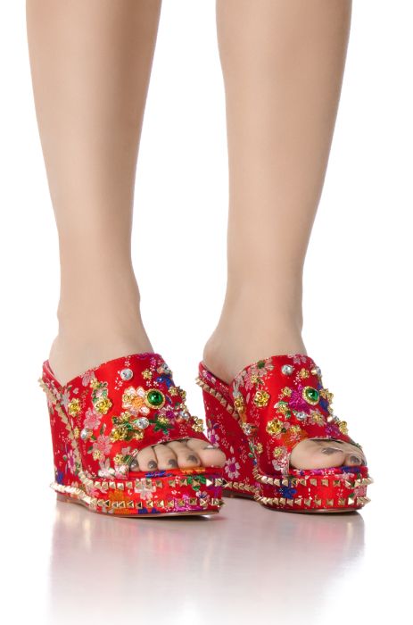 AZALEA WANG DEMETER RED WEDGE SANDAL