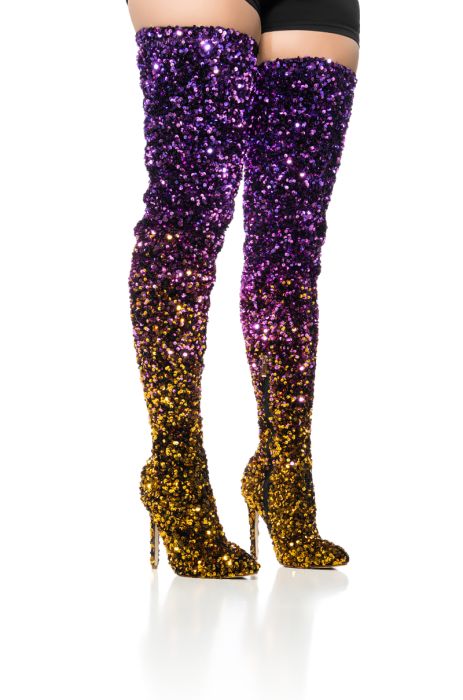 AZALEA WANG ELLIANA OMBRE SEQUIN THIGH HIGH BOOT IN MULTI