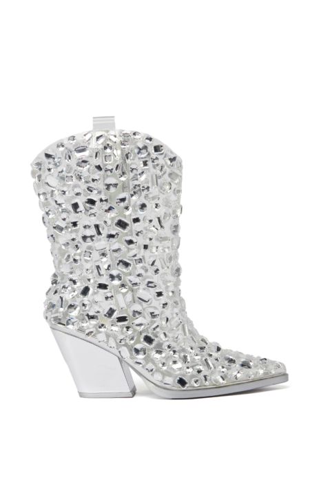 AZALEA WANG GEMMY PVC EMBELLISHED WESTERN BOOTIE