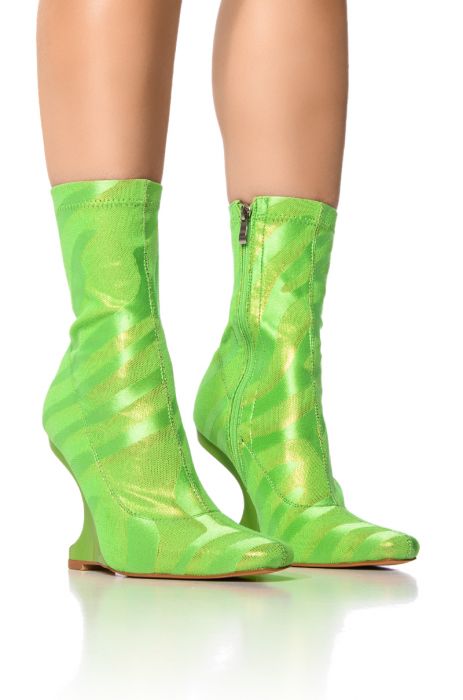 AZALEA WANG GIULETTE LIME INVERSE HEEL BOOTIE