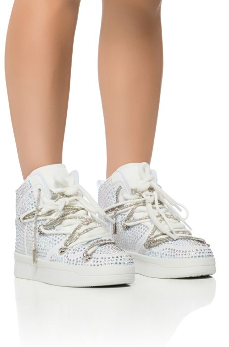 AZALEA WANG HONEY BUSH WHITE EMBELLISHED SNEAKER