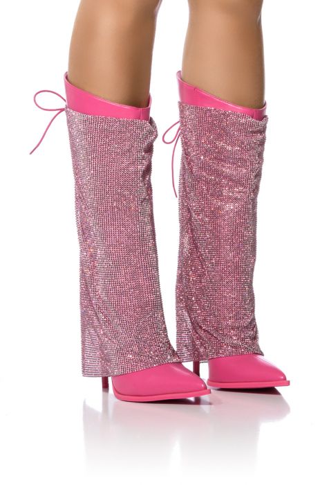 AZALEA WANG JACLYN EMBELLISHED STILETTO BOOT IN FUCHSIA