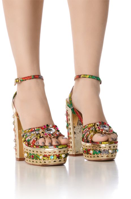 AZALEA WANG KALANI MULTI BROCADE EMBELLISHED SANDAL