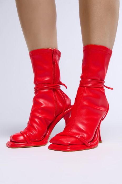 AZALEA WANG KOHINOOR RED FUTURISTIC SANDAL BOOTIE