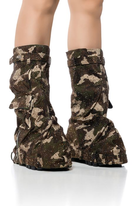 AZALEA WANG ANGELA BOOT IN EMBELLISHED CAMO