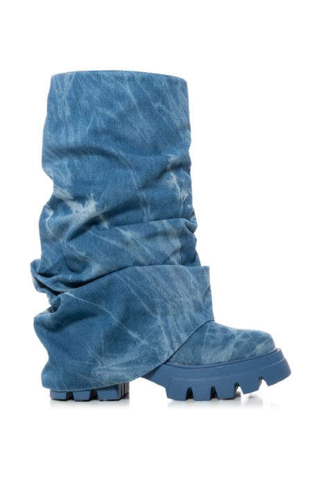 AZALEA WANG MATE MID CALF BOOT IN DENIM