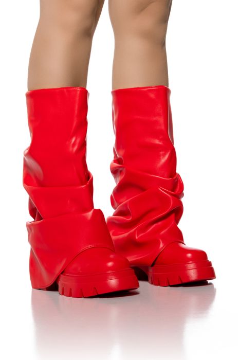 AZALEA WANG MATE RUCHED BOOT IN RED