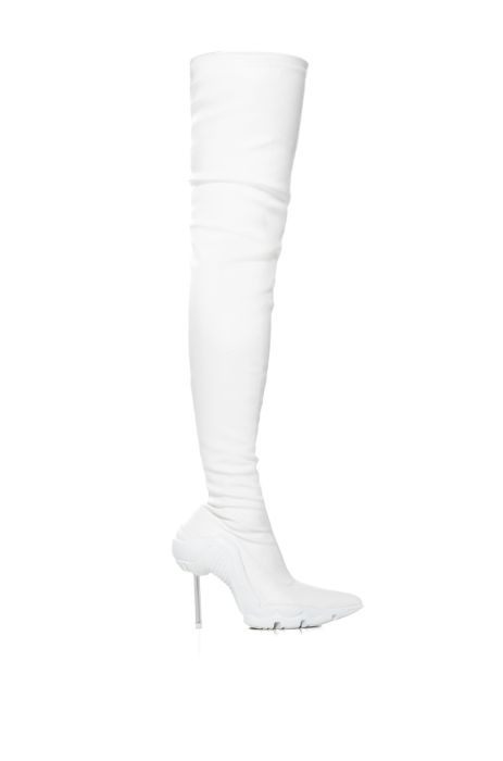 AZALEA WANG MCARTNEY THIGH HIGH STILETTO BOOT IN WHITE