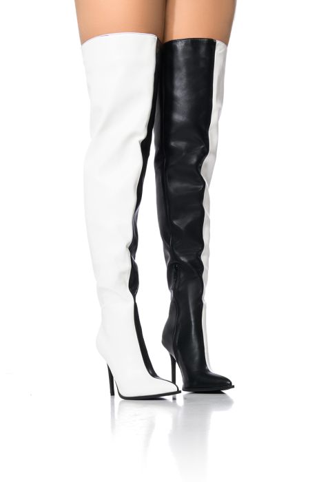 AZALEA WANG NEAPOLITAN TWO TONED THIGH HIGH BOOT