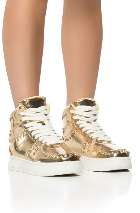 AZALEA WANG NIMBUS GOLD EMBELLISHED HIGH TOP SNEAKER