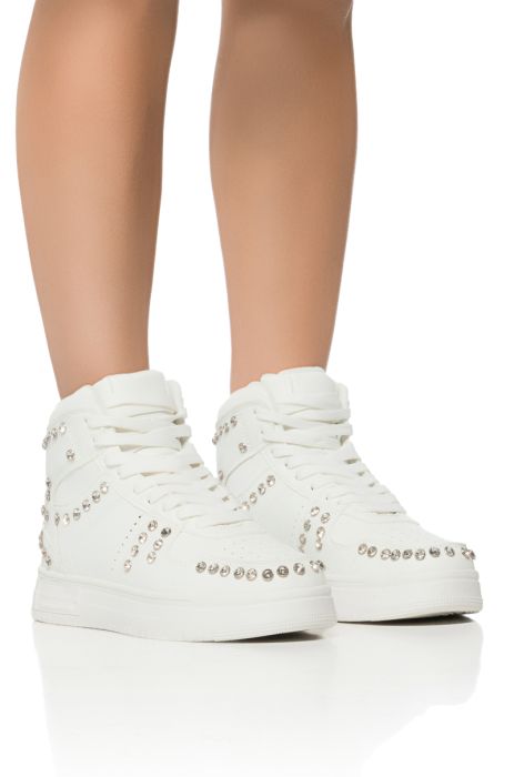 AZALEA WANG NIMBUS WHITE EMBELLISHED HIGH TOP SNEAKER