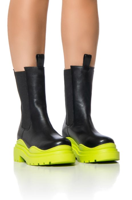 AZALEA WANG ONLY IN MY DREAMS FLATFORM BOOTIE IN LIME