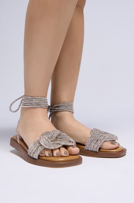 AZALEA WANG PETALED SILVER DIAMOND ROPE SANDAL