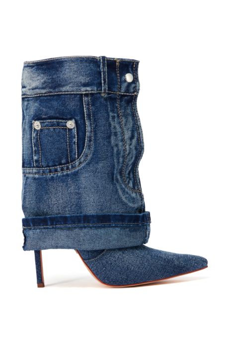 AZALEA WANG REEVES STILETTO BOOTIE IN DENIM