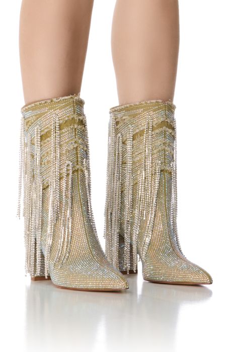 AZALEA WANG RELENTLESS SILVER SAGE DIAMOND DRIP BOOTIE