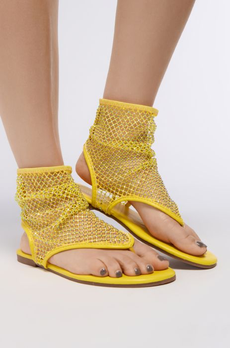 AZALEA WANG SHOSHONE YELLOW MESH SANDAL