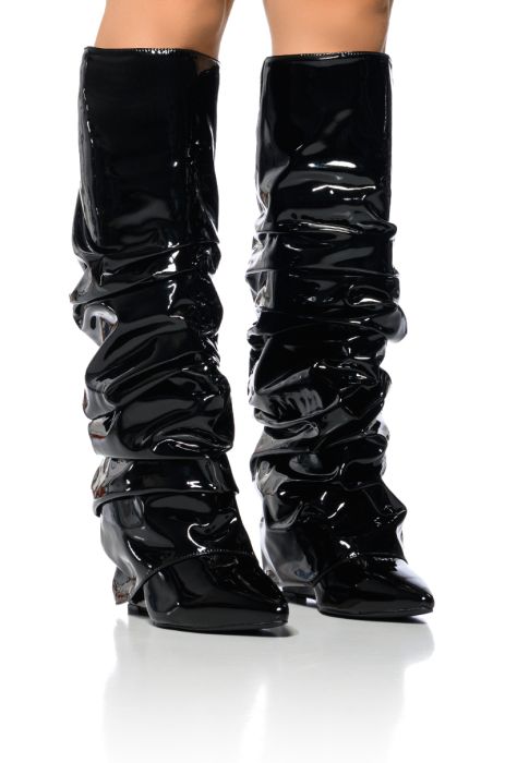 AZALEA WANG SIF SLOUCH WEDGE BOOT IN BLACK