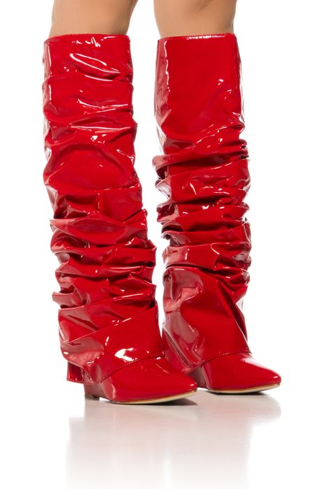 AZALEA WANG SIF SLOUCH WEDGE BOOT IN RED