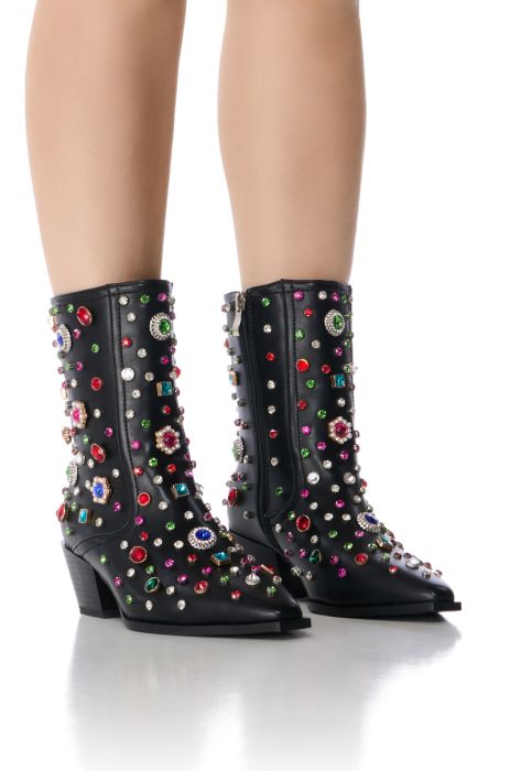 AZALEA WANG SPRINKLES EMBELLISHED BOOTIE IN BLACK