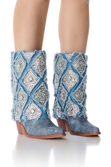 AZALEA WANG STAGECOACH EMBELLISHED WESTERN BOOTIE