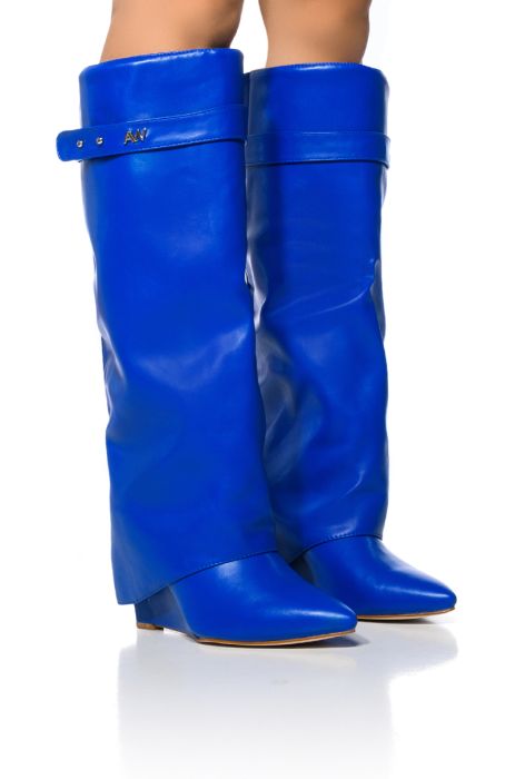 AZALEA WANG STUCK ON YOU WEDGE BOOT IN COBALT