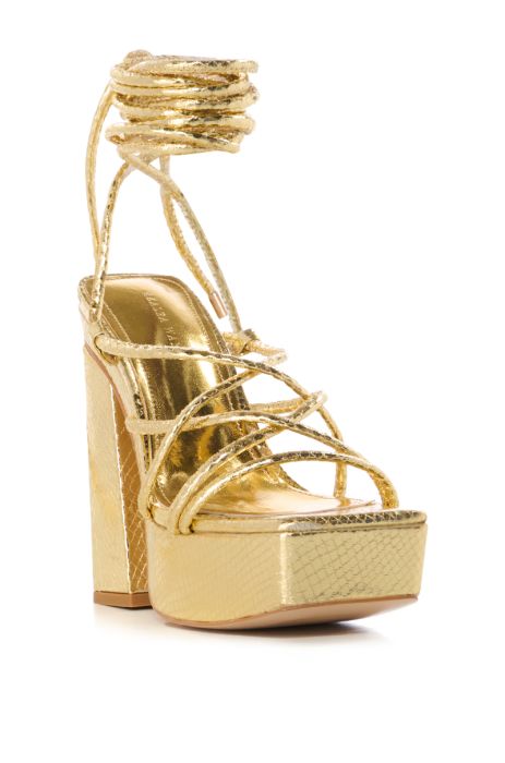 AZALEA WANG TABBY GOLD CROC PLATFORM SANDAL