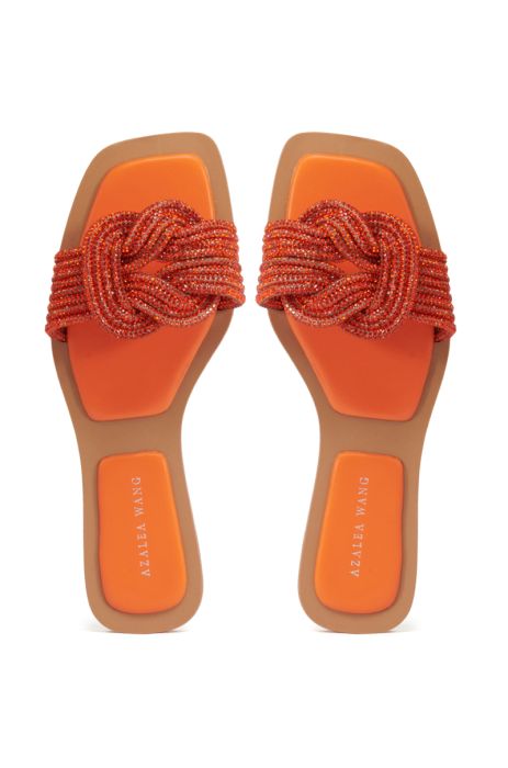 AZALEA WANG TAMBOURINE ORANGE SPARKLY SANDAL