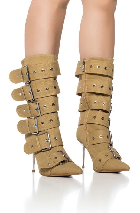 AZALEA WANG TEAIRA BELT BOOTIE IN KHAKI