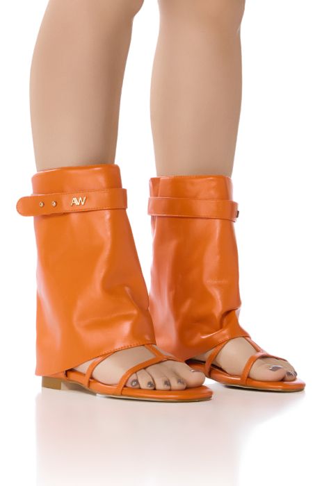 AZALEA WANG TORRE ORANGE OPEN TOE SANDAL BOOT