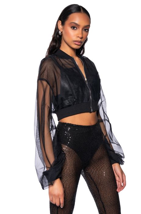 BELLA LUNA SHEER STACKED ARM BOMBER