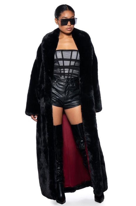 WINTER IS COMING LONG FAUX FUR TRENCH COAT