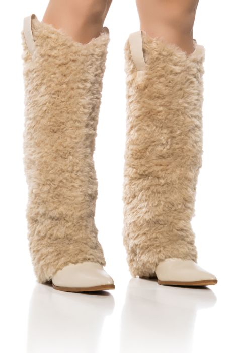 BUTTERFLY KISSES BEIGE FURRY BOOT