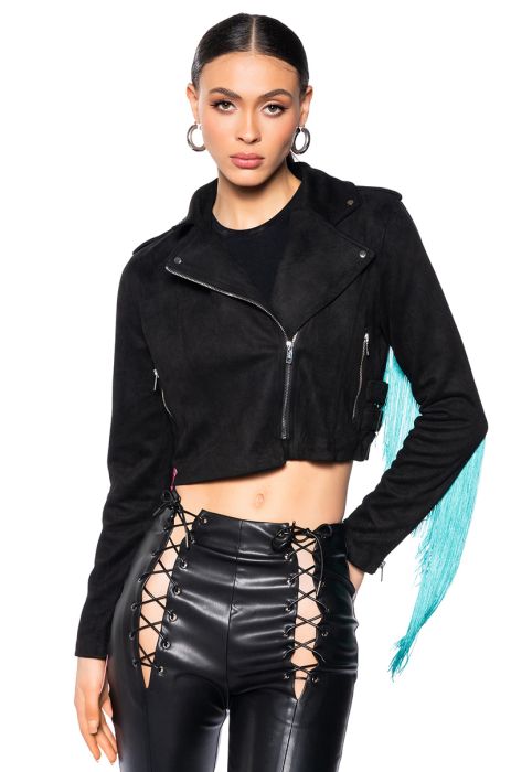 FRINGE BACK LIGHTWEIGHT MOTO JACKET