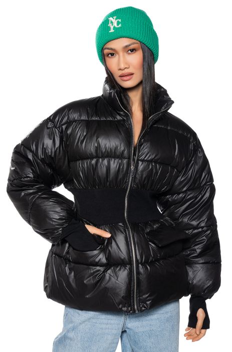 GEORGETOWN PUFFER COAT WITH RIBBED WAIST