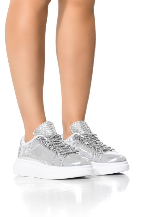 GLEAM TEAM METALLIC SNEAKER IN SILVER